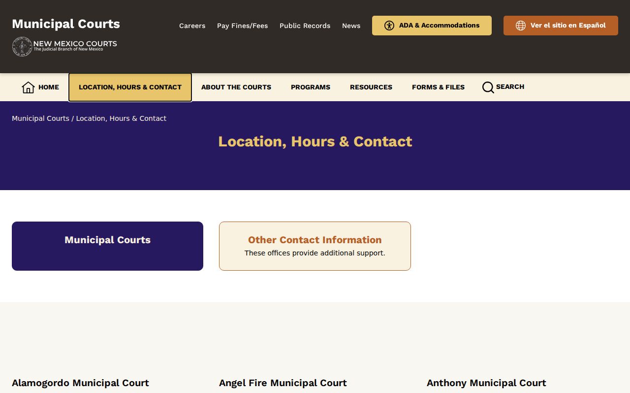 Lordsburg municipal court directory entry for Lordsburg warrant records