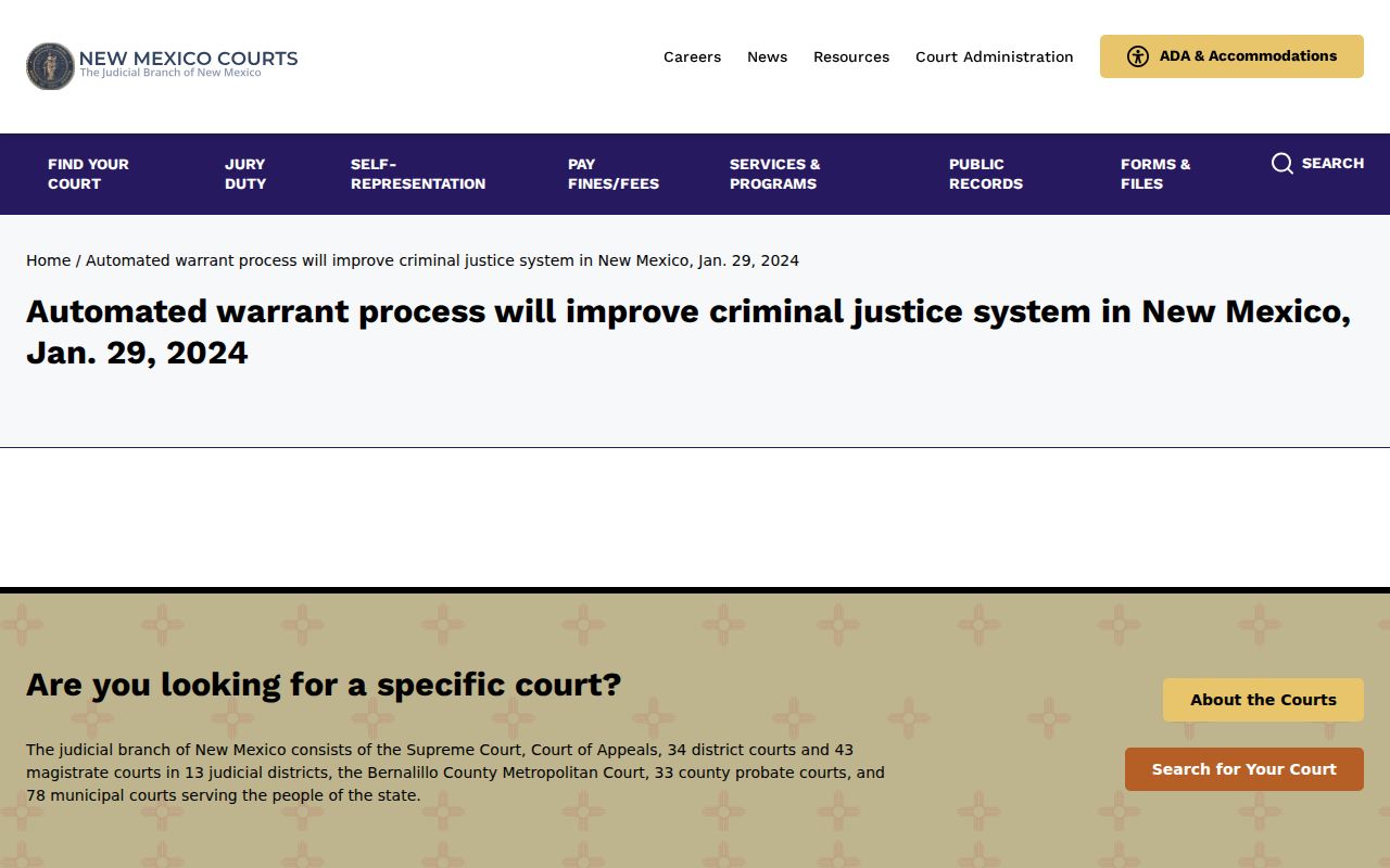 New Mexico automated warrant process release for Hidalgo County bench warrant context