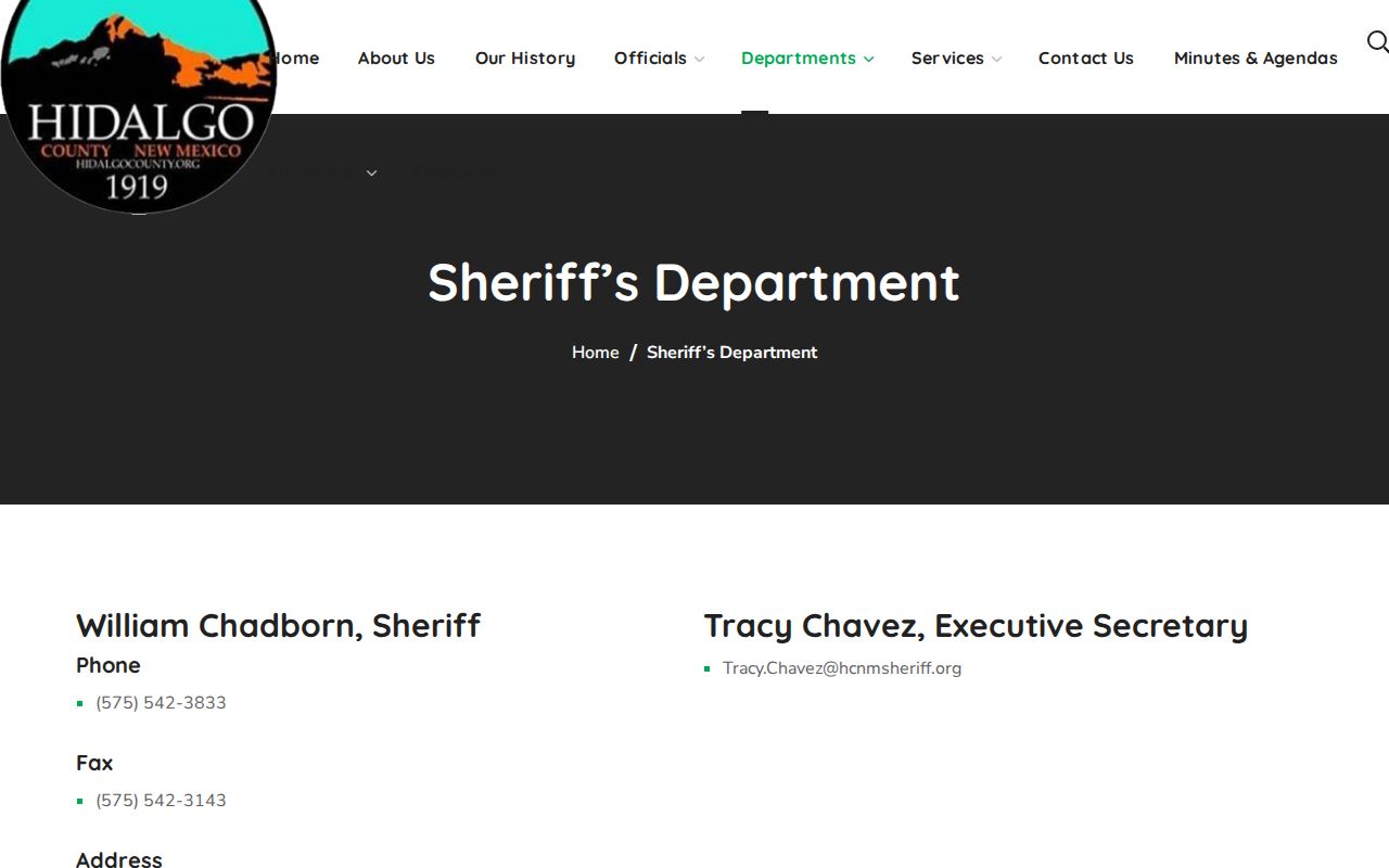Hidalgo County Sheriff's Office service route for warrant records