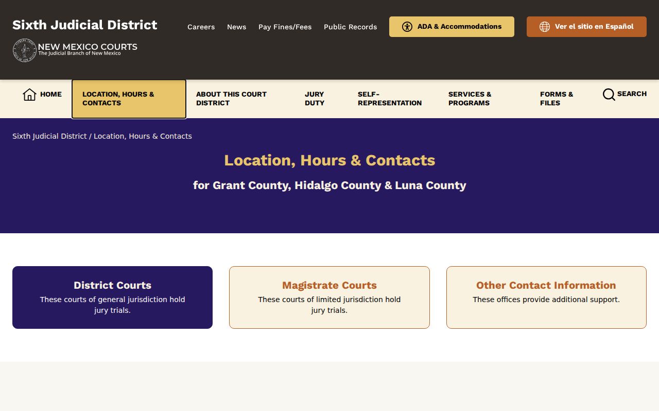 Hidalgo County District Court contact page for county warrant records